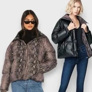 Blank NYC Snake Print and Black Puffers